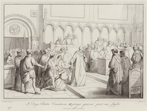 Doge Pietro Candiano III, oğlu 958 için lütuf için dua ediyor (gravür) by Italian School