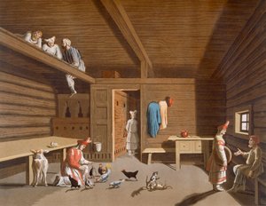 Bir Rus köylü evinin içi, c.1820