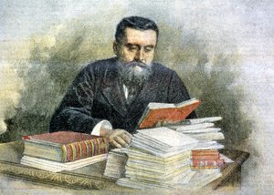Jean Jaurès okuma masasında (1859 - 1914) - "La Tribuna illustrata "da by Italian School