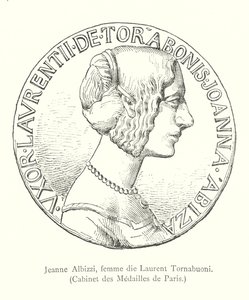 Jeanne Albizzi, Laurent Tornabuoni'nin karısı, Kabine des Medailles de Paris (gravür) by Italian School