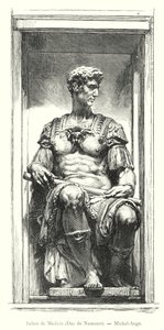 Giuliano de Medici, Nemours Dükü, Michelangelo (gravür) by Italian School
