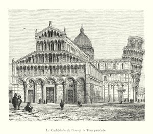 Pisa Katedrali ve Eğik Kule (gravür) by Italian School