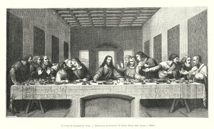La Cene de Leonard de Vinci, Refectoire du Couvent de Santa Maria delle Grazie, Milano'da (gravür) by Italian School