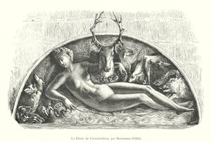 La Diane de Fontainebleau, Benvenuto Cellini tarafından (gravür) by Italian School