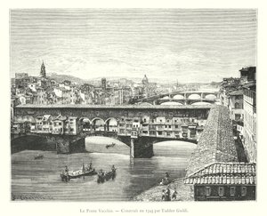 Taddeo Gaddi tarafından 1345 yılında inşa edilen Ponte Vecchio (gravür) by Italian School