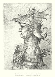 Leonardo da Vinci, Bir Savaşçının Büstü, Silverpoint Çiziminin tıpkıbasımı, Malcolm Koleksiyonu (gravür) by Italian School