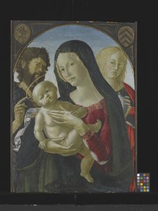Vaftizci Yahya ve Mecdelli Meryem ile Madonna Ve Çocuk (ahşap üzerine tempera) by Italian School