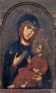 Madonna ve Çocuk, Pisa Madonna olarak bilinir, Floransa Okulu (panelde mizaç) by Italian School