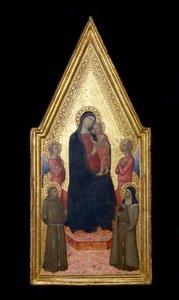 Aziz Francis, Aziz Clare ve İki Melek ile Madonna ve Çocuk, 1340-50 (panelde tempera ve altın varak)