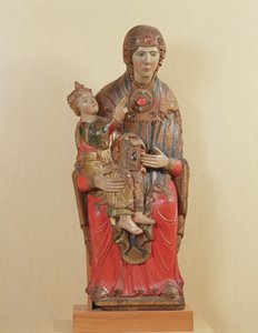 Madonna dAcuto (boyalı ahşap, renkli cam ve değerli taşlar)