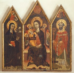 Aziz Clare ve Aziz Basil Arasında Çocuklu Madonna by Italian School