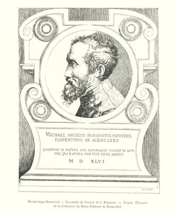 Michel-Ange Buonarotti, J Bonasone Portresinin tıpkıbasımı, Baron Edmond de Rothschild Koleksiyonundan Kanıttan Sonra (gravür) by Italian School