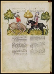 Bayan Fr 343 fol.26v Sir Percivals atı öldürüldü, Queste del Saint Graal
