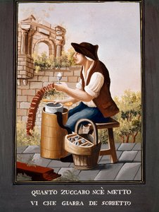 Napoliten küçük metiers: şerbet satıcısı - (Eski ticaret: dondurma satıcısı) 19. yüzyılın suluboya - Napoli Museo Nazionale di San Martino by Italian School