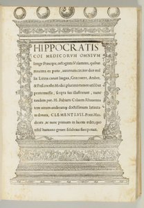 Seksen cilt, Marcus Fabius Calvus (c.1440-1527) tarafından Yunancadan Latinceye çevrilen Hipokrat külliyatı, Roma: Franciscus Minutius Calvus by Italian School