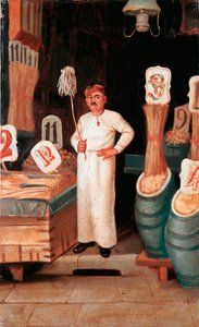Eski metier: makarnacının dükkânı. Anonim detrempe. 19. yüzyıl 19. yüzyıl Ulusal Makarna Müzesi, Agnesi Vakfı, Roma by Italian School