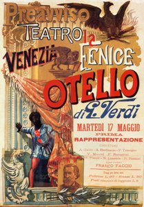 Otello: Verdi'nin Otello operasının Venedik'teki Teatro Fenice'deki ilk performansı için afiş