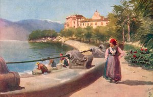 Pallanza, Maggiore Gölü, İtalya (renkli litografi) by Italian School