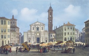 Milano ve Çevresinin Manzaralarından Piazza Santo Stefano by Italian School