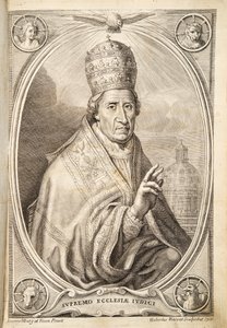 Papa Clement XI, pub. 1717 (gravür) by Italian School