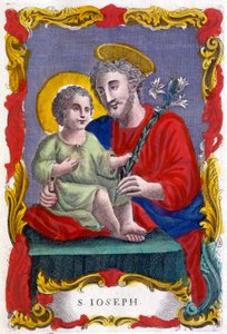 Saint Joseph ve Çocuk İsa'nın portresi, dindar görüntü, İtalya by Italian School