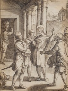 Dini Sahneler (kağıt üzerine kalem ve mürekkep) by Italian School