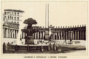 Roma: St. Peter Vatikan Sütunları ve Çeşmesi (lito) by Italian School