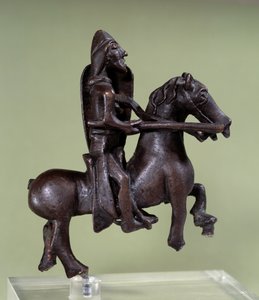 Romanesk sanat: zırhlı bronz şövalye heykelciği. İtalyan okulunun bronz heykeli. 11. veya 12. yüzyıl. Paris, Louvre Müzesi by Italian School