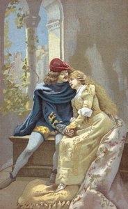 Romeo ve Juliet (renkli taş baskı) by Italian School