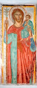 Aziz Christopher Anonim 14. yüzyıl fresk Varazze, Invrea kalesinin şapeli, İtalya by Italian School