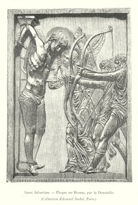 Aziz Sebastien, Bronz Plaket, Donatello tarafından, Koleksiyon Edouard Andre, Paris (gravür) by Italian School