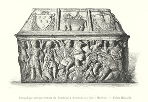 Averardo dei Bicci, Medicis, Riccardi Sarayı (gravür) için bir mezar olarak hizmet veren antik lahit by Italian School