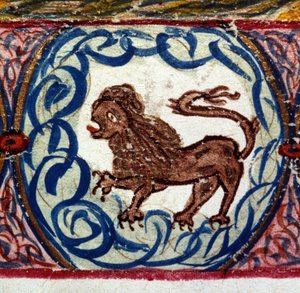 Aslan işareti. 15. yüzyılın ortalarından kalma İtalyan burç. by Italian School