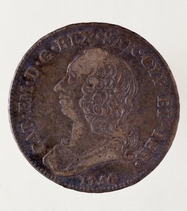 Sardunya krallığından gümüş İtalyan madeni para (yarım ecu): Carlo Emanuele III di Savoia