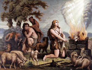 Kuzuya Tapınma (Cain ve Abel) - Cain et Abel (koyun kurban etmek), Giovanni Ladislao Sykora tarafından "Altın Klasik İncil: Eski ve Yeni Gerilimde İlahi Vahiy Tarihi" "de (cilt 1), Don tarafından çevrildi Clemente Benetti. (İtalya by Italian School