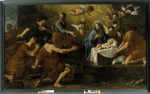 Çobanların Hayranlığı. 17. yüzyıl (tuval üzerine yağlı boya) by Italian School