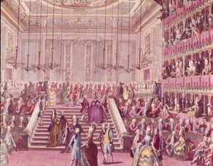 22 Ocak 1782'de Venedik'teki Teatro San Benoit'teki Balo, 18. yüzyılın sonlarında by Italian School