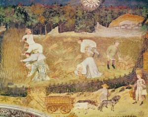 Ağustos Ayı, hasat detayı, c.1400 (fresk) by Italian School