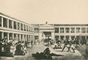 Stabian Hamamları - Güreş Yeri olduğu gibi (gravür) by Italian School