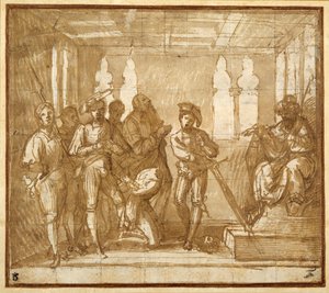 Bir azizin kafasının kesilmesi (kağıt üzerinde yıkama ve tebeşir ile kalem ve mürekkep) by Italian School