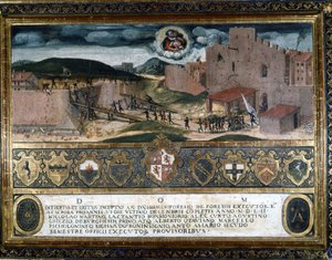 Siena sakinleri, Charles V. 1552 İspanyolları tarafından inşa edilen kaleyi yıktı. by Italian School