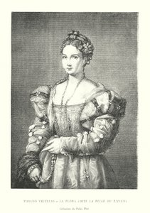 Tiziano Vecellio, La Flora, Dite La Belle du Titien, Collection du Palais Pitti (gravür) by Italian School