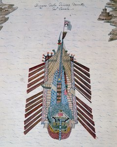 Trireme (üç sıra kürekli gemi), Deniz milisleri üzerine incelemesinden, Cristoforo Kanalı (1510-1562), İtalya by Italian School
