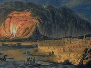 Napoli Yakınlarında Patlayan Vezüv, 1815 dolayları by Italian School