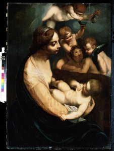 ""Madonna Ve Çocuk Ve Melekler" (Bakire Ve Meleklerle Çocuk) 17. Yüzyılın Başından itibaren İtalyan Resmi. Mikhail Kroshitsky Sanat Müzesi, Sivastopol (Sivastopol) Ukrayna by Italian School