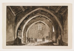 Kilise İç Görünümü, 19. yüzyılın başlarında (kalem ve kahverengi mürekkep ve siyah tebeşir üzerine yıkama) by Italian School