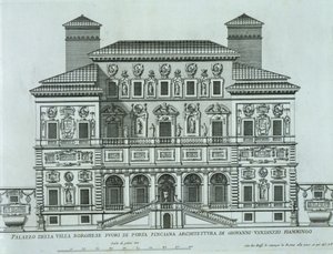 Villa Borghese, Roma cephesinin görünümü by Italian School