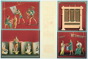 Çamaşır yıkama ve kurutma, bir Pompei freskinden kopya by Italian School