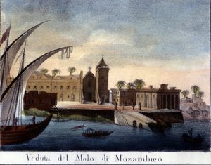 Eski Portekiz eyaleti Mozambik'teki iskele. by Italian School