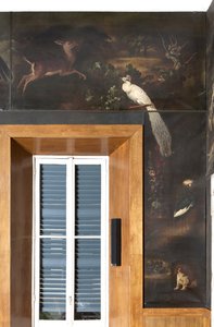 Beyaz tavus kuşu, karaca ve gri taçlı turna, Orpheus Efsanesi by Italian School